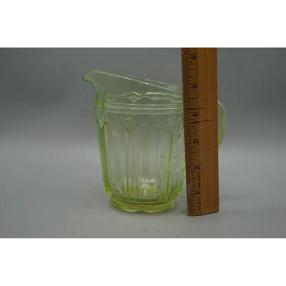 Uranium Hocking Colonial Knife and Fork Green Depression Glass Creamer Pitcher